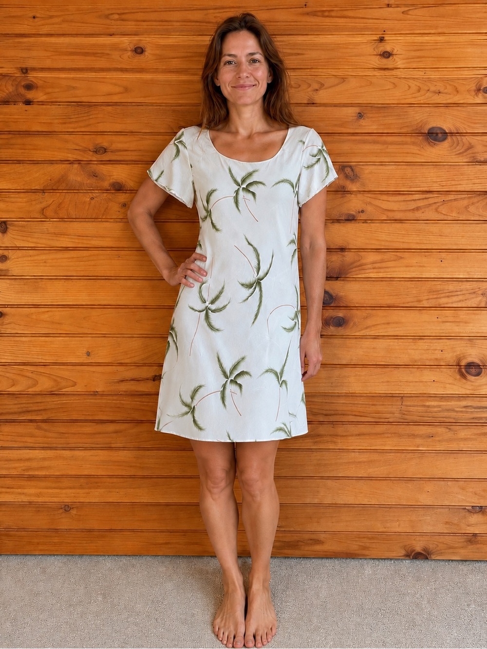Vintage Paradise Found Hawaiian Palm Tree Aloha Dress Made in Hawaii S